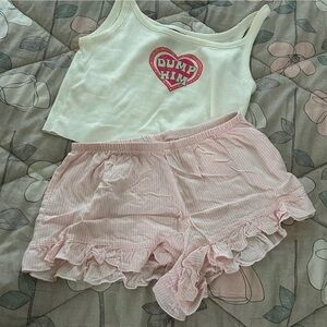 H&M ruffled Pink Shorts Set